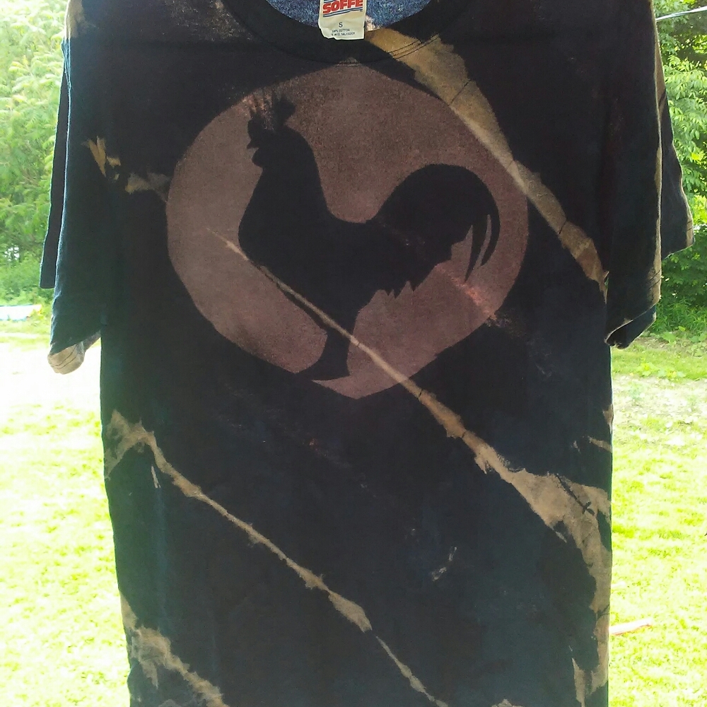 1 of a kind Custom bleach dye rooster shirt